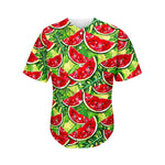 Tropical Leaves Watermelon Pattern Print Men's Baseball Jersey