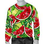 Tropical Leaves Watermelon Pattern Print Men's Crewneck Sweatshirt GearFrost