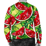 Tropical Leaves Watermelon Pattern Print Men's Crewneck Sweatshirt GearFrost