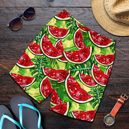 Tropical Leaves Watermelon Pattern Print Men's Shorts