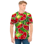 Tropical Leaves Watermelon Pattern Print Men's T-Shirt