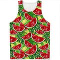 Tropical Leaves Watermelon Pattern Print Men's Tank Top