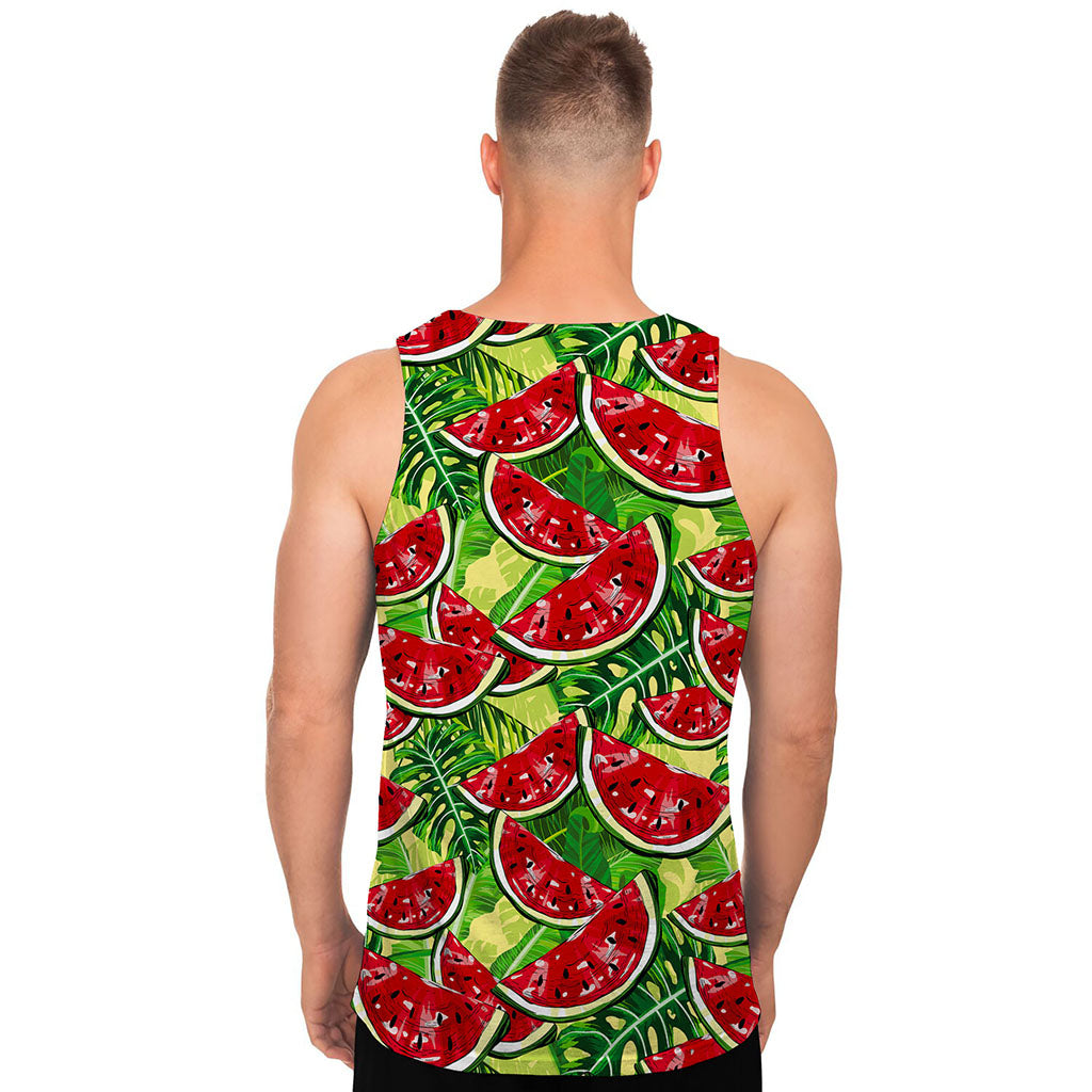Tropical Leaves Watermelon Pattern Print Men's Tank Top