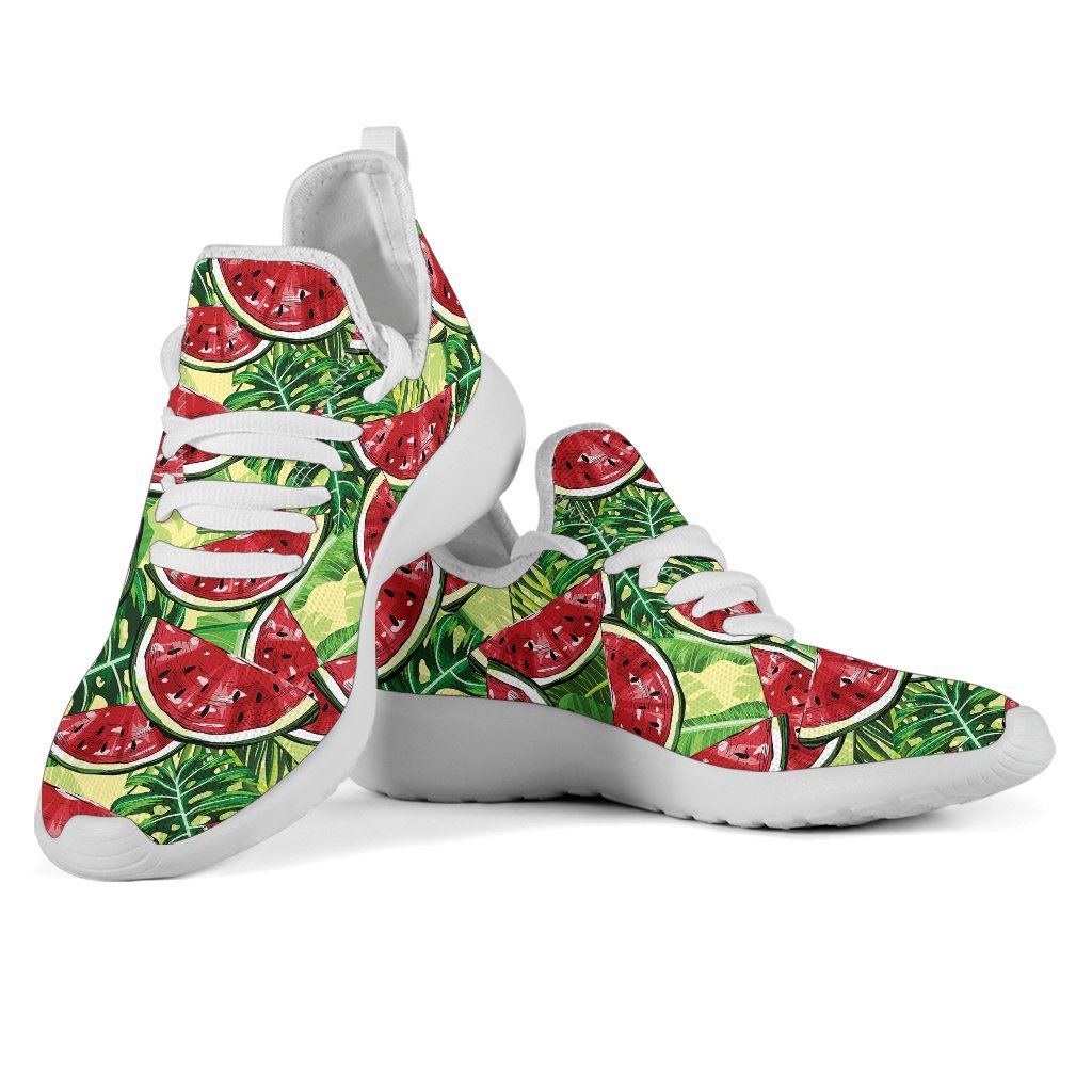 Tropical Leaves Watermelon Pattern Print Mesh Knit Shoes GearFrost
