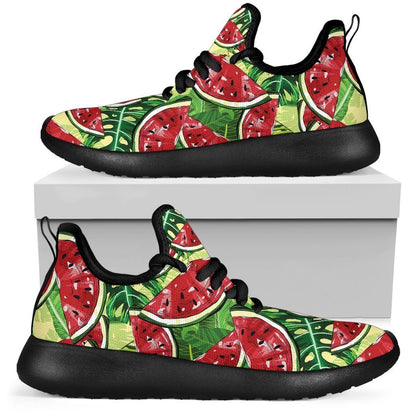 Tropical Leaves Watermelon Pattern Print Mesh Knit Shoes GearFrost
