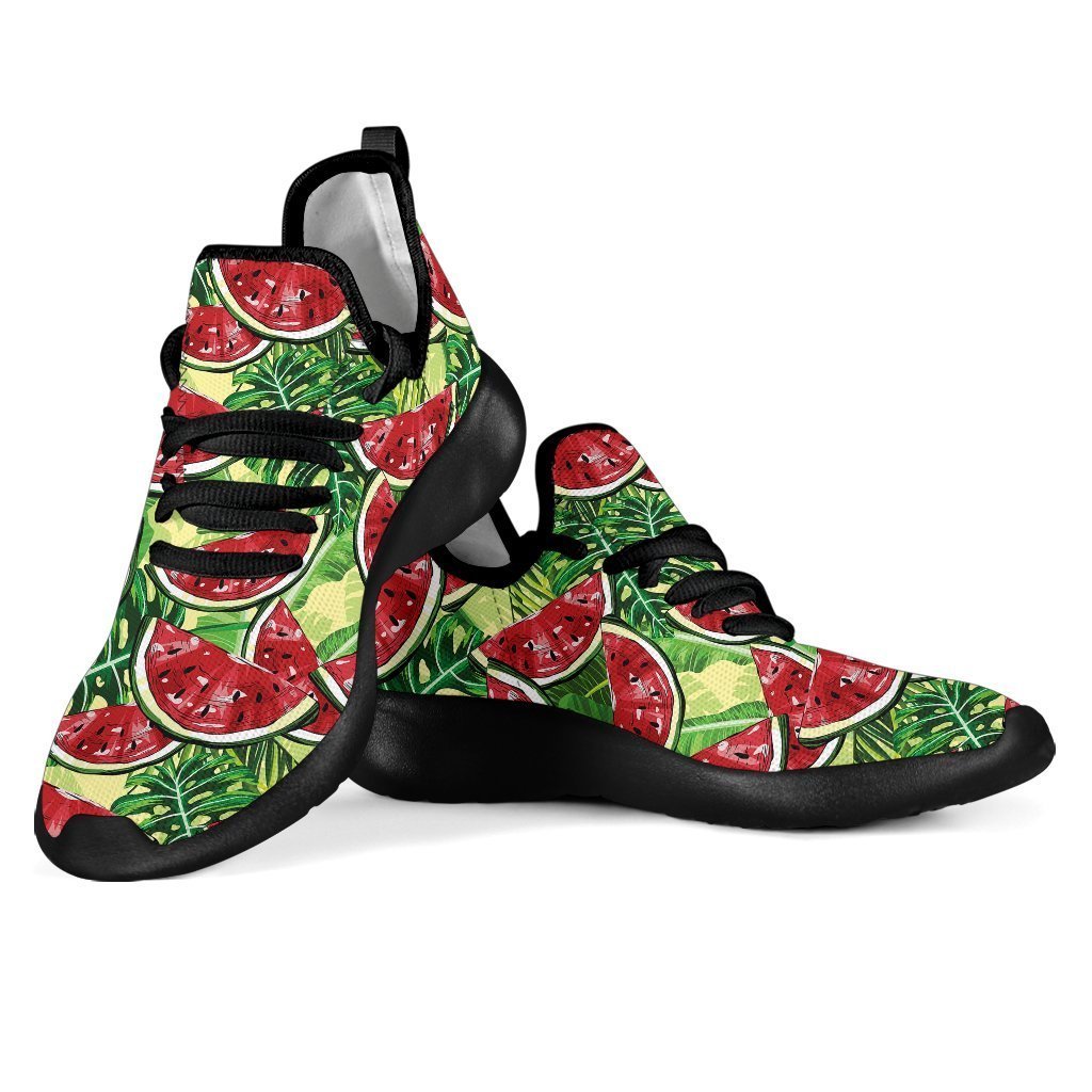 Tropical Leaves Watermelon Pattern Print Mesh Knit Shoes GearFrost