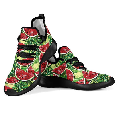 Tropical Leaves Watermelon Pattern Print Mesh Knit Shoes GearFrost