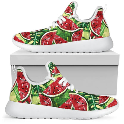 Tropical Leaves Watermelon Pattern Print Mesh Knit Shoes GearFrost