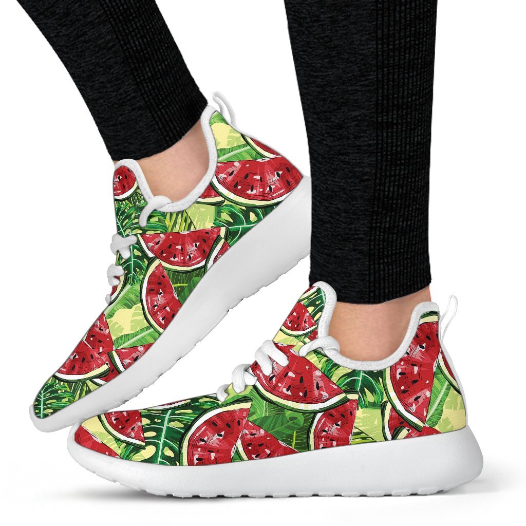 Tropical Leaves Watermelon Pattern Print Mesh Knit Shoes GearFrost