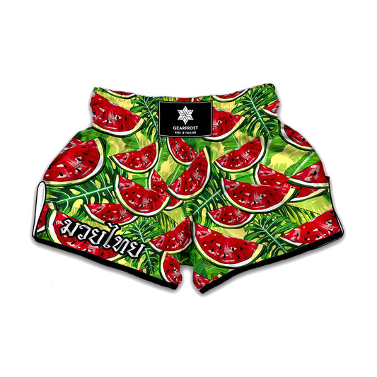 Tropical Leaves Watermelon Pattern Print Muay Thai Boxing Shorts