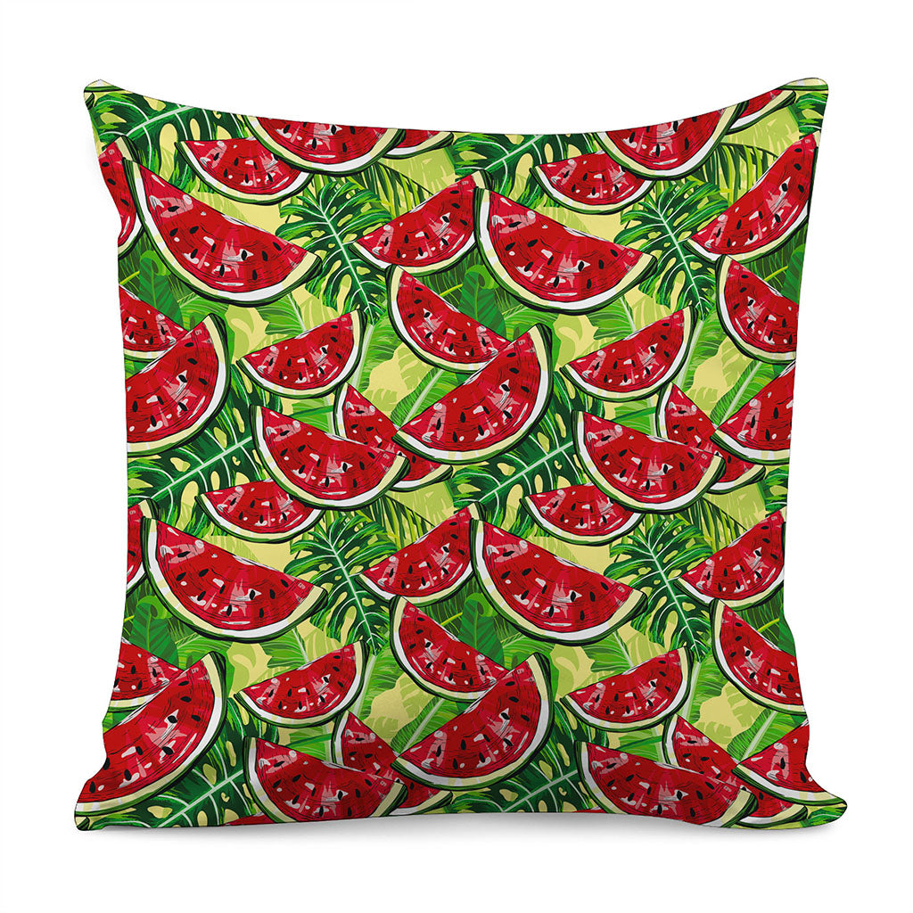 Tropical Leaves Watermelon Pattern Print Pillow Cover