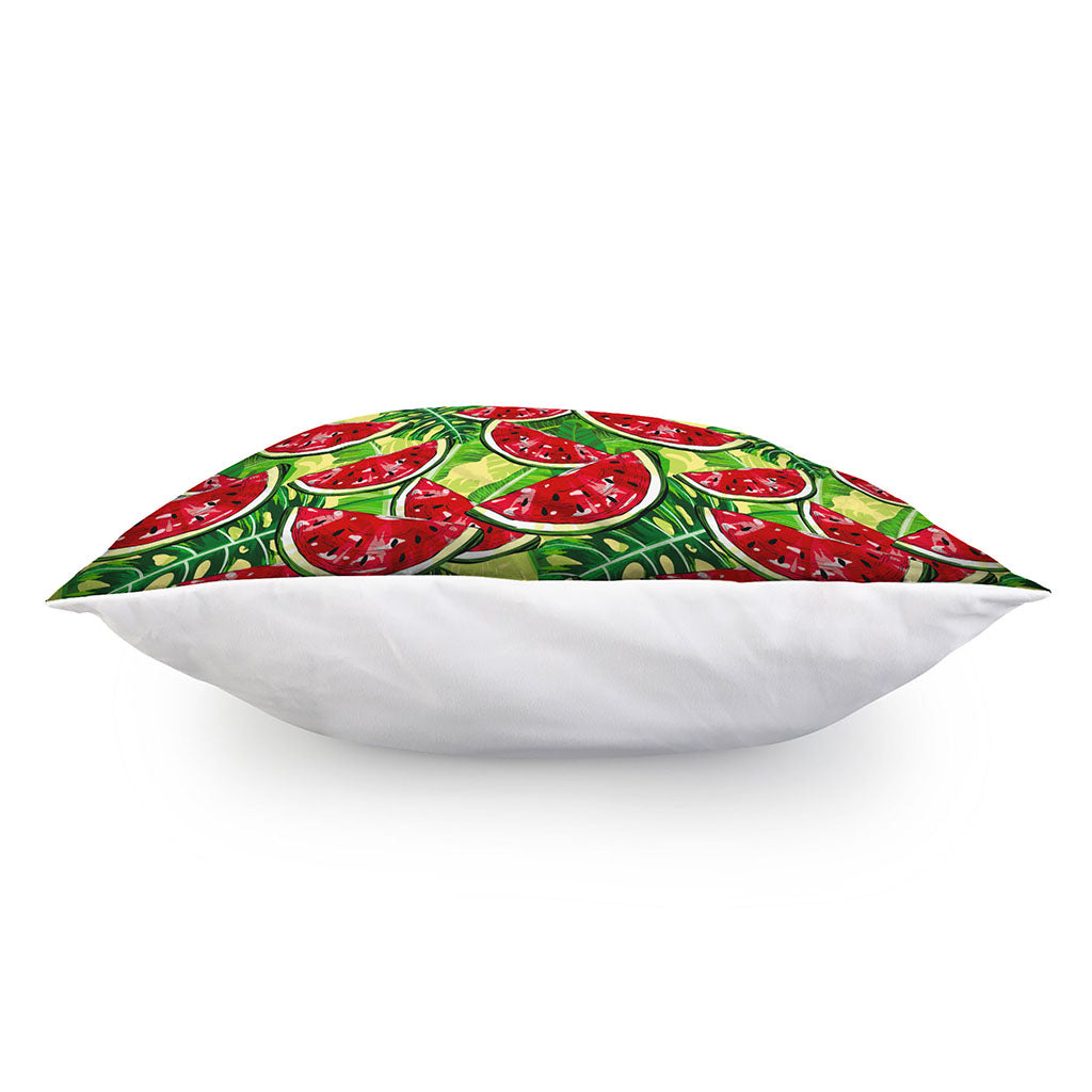 Tropical Leaves Watermelon Pattern Print Pillow Cover