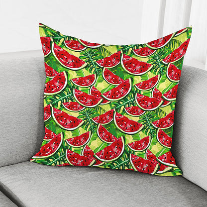 Tropical Leaves Watermelon Pattern Print Pillow Cover
