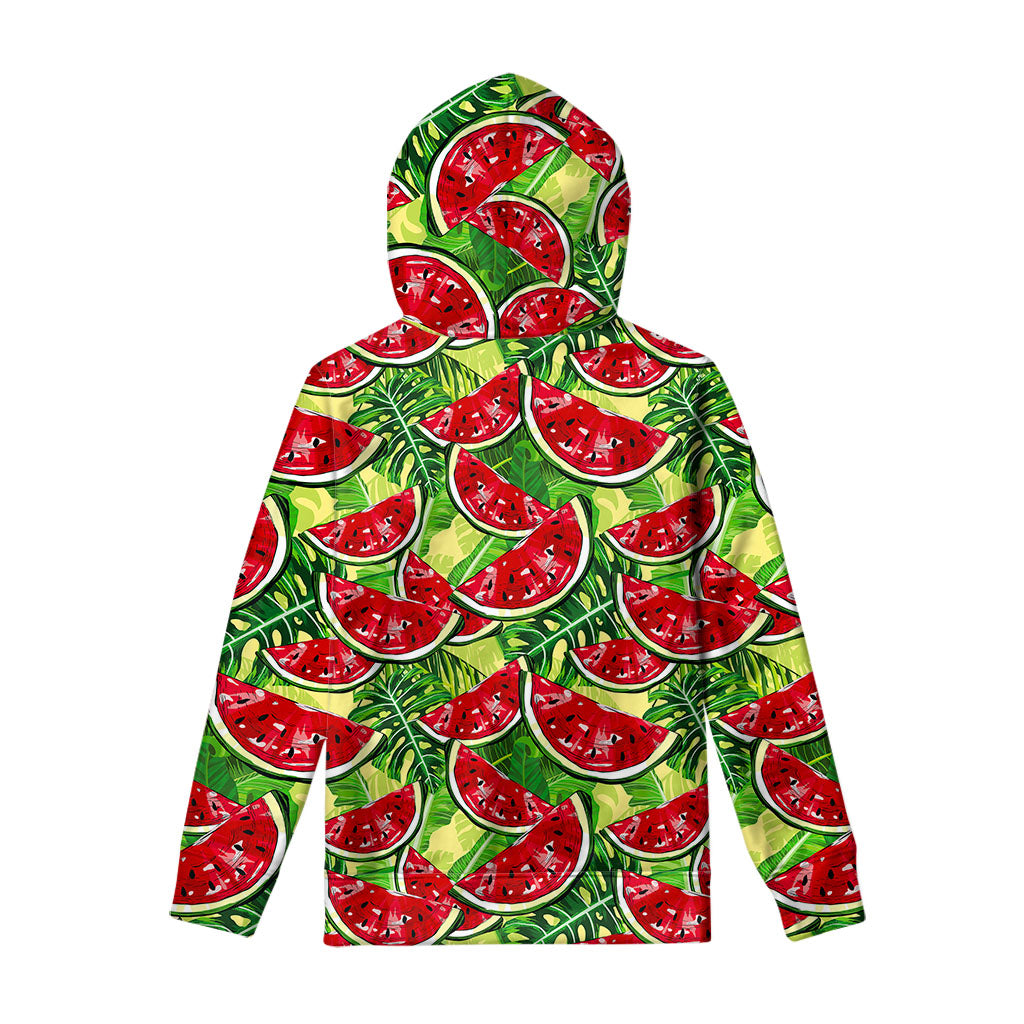 Tropical Leaves Watermelon Pattern Print Pullover Hoodie