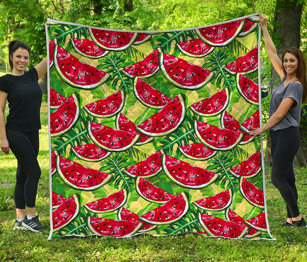Tropical Leaves Watermelon Pattern Print Quilt
