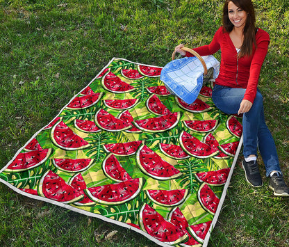 Tropical Leaves Watermelon Pattern Print Quilt