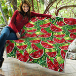 Tropical Leaves Watermelon Pattern Print Quilt