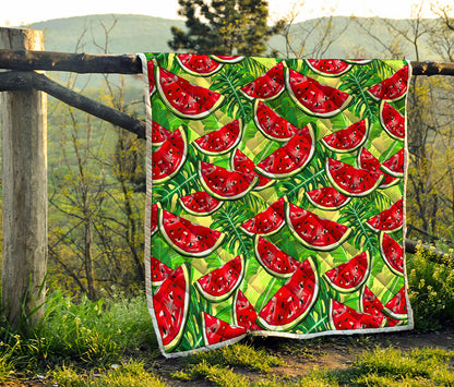 Tropical Leaves Watermelon Pattern Print Quilt