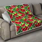 Tropical Leaves Watermelon Pattern Print Quilt