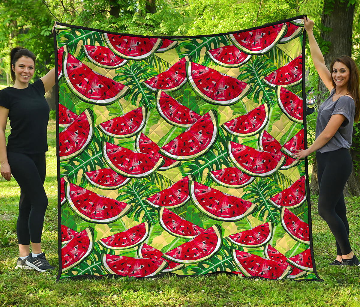 Tropical Leaves Watermelon Pattern Print Quilt