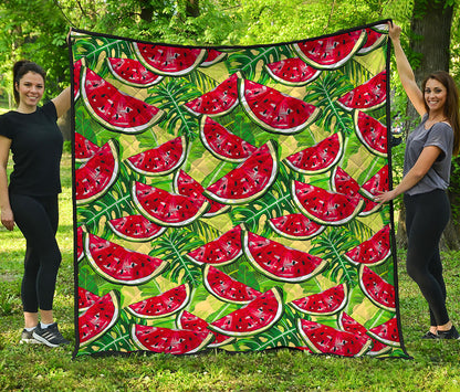 Tropical Leaves Watermelon Pattern Print Quilt