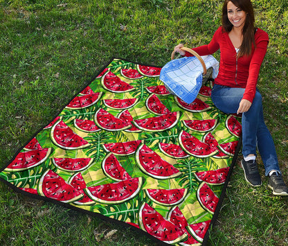 Tropical Leaves Watermelon Pattern Print Quilt