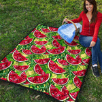Tropical Leaves Watermelon Pattern Print Quilt