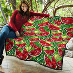 Tropical Leaves Watermelon Pattern Print Quilt