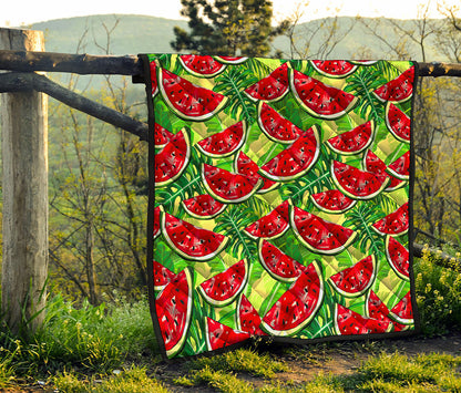Tropical Leaves Watermelon Pattern Print Quilt