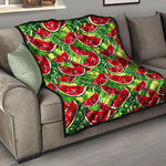 Tropical Leaves Watermelon Pattern Print Quilt