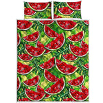 Tropical Leaves Watermelon Pattern Print Quilt Bed Set