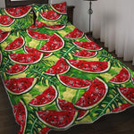 Tropical Leaves Watermelon Pattern Print Quilt Bed Set