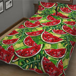 Tropical Leaves Watermelon Pattern Print Quilt Bed Set