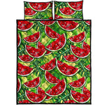 Tropical Leaves Watermelon Pattern Print Quilt Bed Set
