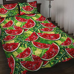 Tropical Leaves Watermelon Pattern Print Quilt Bed Set