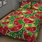 Tropical Leaves Watermelon Pattern Print Quilt Bed Set