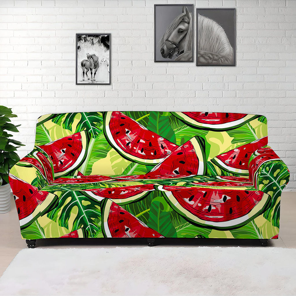 Tropical Leaves Watermelon Pattern Print Sofa Cover