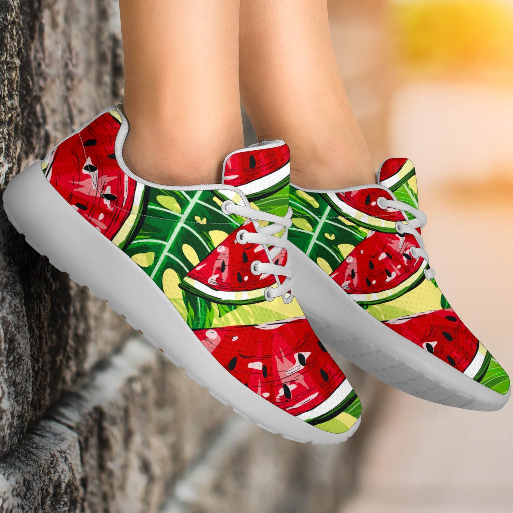 Tropical Leaves Watermelon Pattern Print Sport Shoes GearFrost