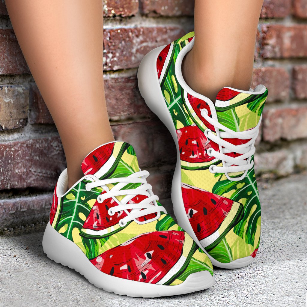 Tropical Leaves Watermelon Pattern Print Sport Shoes GearFrost