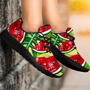 Tropical Leaves Watermelon Pattern Print Sport Shoes GearFrost