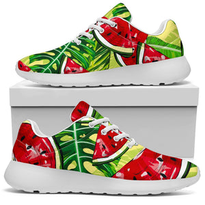 Tropical Leaves Watermelon Pattern Print Sport Shoes GearFrost