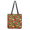 Tropical Leaves Watermelon Pattern Print Tote Bag