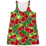 Tropical Leaves Watermelon Pattern Print Women's Racerback Tank Top