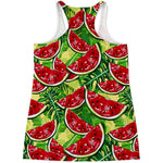 Tropical Leaves Watermelon Pattern Print Women's Racerback Tank Top
