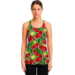 Tropical Leaves Watermelon Pattern Print Women's Racerback Tank Top