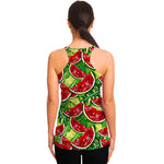 Tropical Leaves Watermelon Pattern Print Women's Racerback Tank Top