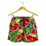 Tropical Leaves Watermelon Pattern Print Women's Shorts