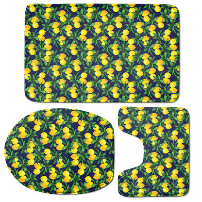 Tropical Lemon Pattern Print 3 Piece Bath Mat Set