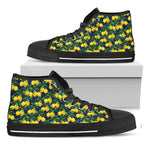 Tropical Lemon Pattern Print Black High Top Shoes