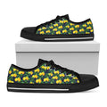 Tropical Lemon Pattern Print Black Low Top Sneakers